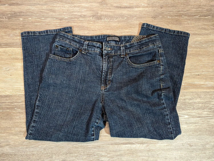 Nine West Blue Jeans Straight Leg Regular Capri Mid Rise Size 10