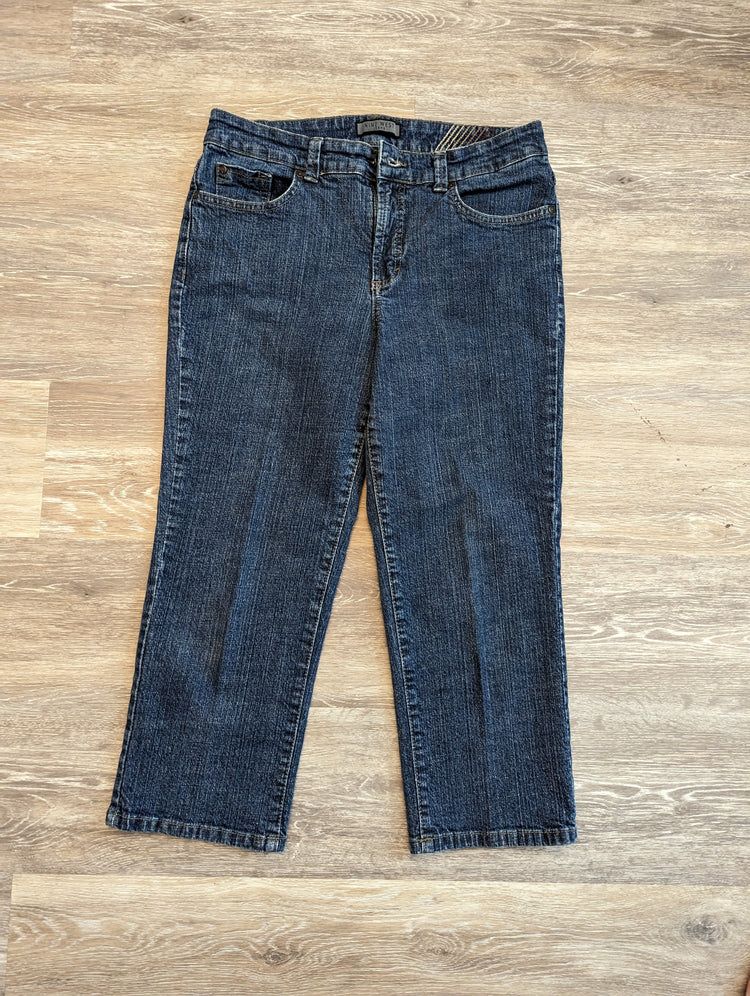 Nine West Blue Jeans Straight Leg Regular Capri Mid Rise Size 10